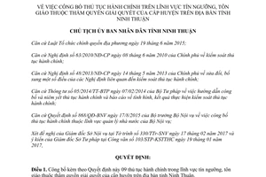 Quyết định 296/QĐ-UBND thủ tục hành chính tín ngưỡng tôn giáo Ninh Thuận 2017