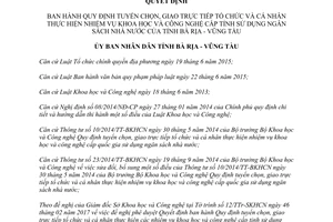 Quyết định 07/2017/QĐ-UBND tuyển chọn giao thực hiện nhiệm vụ khoa học công nghệ cấp tỉnh Vũng Tàu