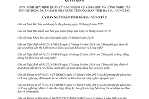 Quyết định 05/2017/QĐ-UBND quản lý nhiệm vụ khoa học công nghệ cấp tỉnh sử dụng ngân sách Vũng Tàu