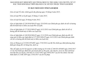 Quyết định 05/2017/QĐ-UBND mức giá tối đa dịch vụ thu gom vận chuyển xử lý rác thải sinh hoạt Nam Định