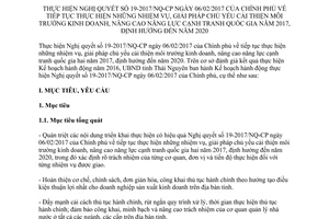 Kế hoạch 33/KH-UBND 2017 thực hiện 19-2017/NQ-CP cải thiện môi trường kinh doanh Thái Nguyên