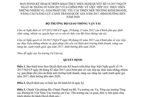 Quyết định 526/QĐ-BGTVT 2017 19-2017/NQ-CP môi trường kinh doanh năng lực cạnh tranh 2020