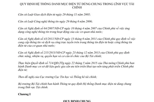 Thông tư 18/2017/TT-BTC quy định hệ thống danh mục điện tử dùng chung trong lĩnh vực tài chính