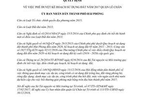 Quyết định 445/QĐ-UBND phê duyệt kế hoạch sử dụng đất quận Lê Chân Hải Phòng 2017