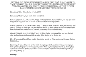 Thông tư 06/2017/TT-BGTVT quy trình sử dụng phương tiện thiết bị kỹ thuật nghiệp vụ giao thông đường bộ