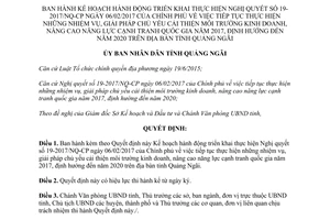 Quyết định 185/QĐ-UBND môi trường kinh doanh năng lực cạnh tranh Quảng Ngãi 2017 2020