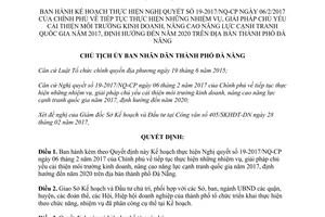 Quyết định 1090/QĐ-UBND 2017 thực hiện 19-2017/NQ-CP môi trường kinh doanh Đà Nẵng