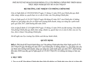 Quyết định 247/QĐ-VPCP Kế hoạch hành động thực hiện Nghị quyết 19-2017/NQ-CP 2017