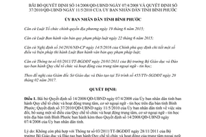 Quyết định 10/2017/QĐ-UBND bãi bỏ Quyết định 14/2008/QĐ-UBND 37/2010/QĐ-UBND Bình Phước