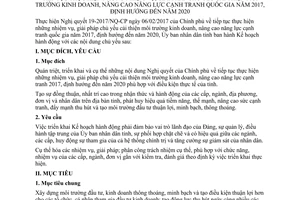 Kế hoạch 18/KH-UBND 2017 thực hiện 19-2017/NQ-CP cải thiện môi trường kinh doanh Tuyên Quang