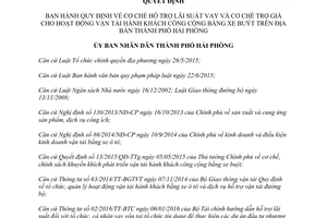 Quyết định 231/2017/QĐ-UBND cơ chế trợ giá hoạt động vận tải hành khách bằng xe buýt Hải Phòng