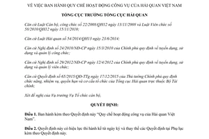 Quyết định 188/QĐ-TCHQ Quy chế hoạt động công vụ Hải quan Việt Nam 2017