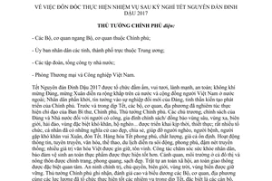 Công điện 156/CĐ-TTg đôn đốc thực hiện nhiệm vụ sau kỳ nghỉ Tết Nguyên đán Đinh Dậu 2017