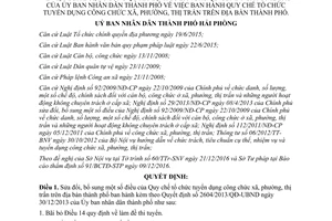 Quyết định 218/2017/QĐ-UBND sửa đổi 2604/2013/QĐ-UBND tuyển dụng công chức xã Hải Phòng