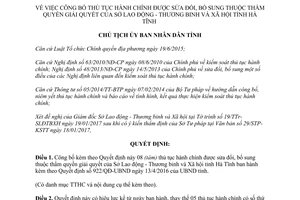 Quyết định 417/QĐ-UBND 2017 thủ tục hành chính sửa đổi Sở Lao động Thương binh Xã hội Hà Tĩnh