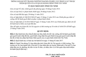 Quyết định 04/2017/QĐ-UBND thi hành giải quyết tranh chấp đất đai công nhận hòa giải thành Tây Ninh