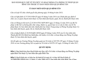 Quyết định 02/2017/QĐ-UBND Quy chế tổ chức hoạt động Phòng Tư pháp quận Bình Tân Hồ Chí Minh