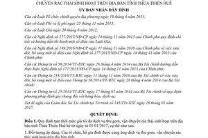 Quyết định 241/QĐ-UBND mức giá tối đa dịch vụ thu gom vận chuyển rác thải sinh hoạt Huế 2017