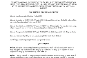 Quyết định 47/QĐ-QLD 03 thuốc sản xuất trong nước lần đầu đăng ký lưu hành tại Việt Nam đợt 157 2017