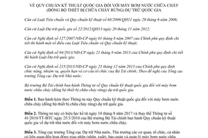 Thông tư 09/2017/TT-BTC quy chuẩn kỹ thuật quốc gia máy bơm nước chữa cháy dự trữ quốc gia