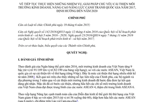 Nghị quyết 19-2017/NQ-CP tiếp tục thực hiện nhiệm vụ giải pháp chủ yếu cải thiện môi trường kinh doanh