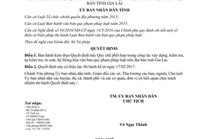 Quyết định 06/2017/QĐ-UBND phối hợp công tác xây dựng kiểm tra rà soát hệ thống hóa văn bản Gia Lai