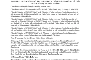 Thông tư 10/2017/TT-BTC sửa đổi 234/2012/TT-BTC quản lý giao dịch trái phiếu Chính phủ địa phương