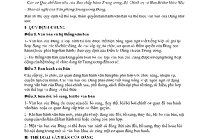 Quyết định 66-QĐ/TW thể loại thẩm quyền ban hành văn bản thể thức văn bản của Đảng 2017