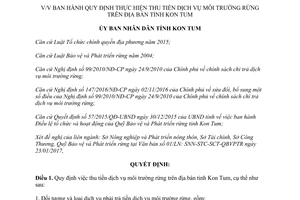 Quyết định 81/QĐ-UBND thu tiền dịch vụ môi trường rừng Kon Tum 2017