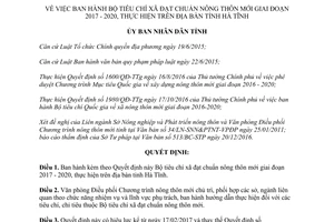 Quyết định 05/2017/QĐ-UBND Bộ tiêu chí xã đạt chuẩn nông thôn mới Hà Tĩnh 2017 2020