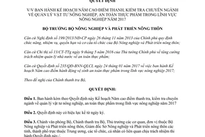 Quyết định 266/QĐ-BNN-TTr thanh tra kiểm tra chuyên ngành quản lý vật tư nông nghiệp 2017