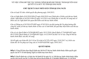 Quyết định 155/QĐ-UBND Công bố thủ tục hành chính bị bãi bỏ Quảng Ngãi 2017