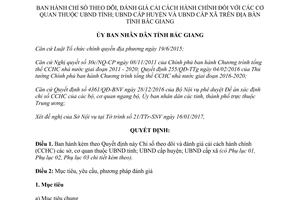 Quyết định 73/QĐ-UBND 2017 Chỉ số theo dõi đánh giá cải cách hành chính Bắc Giang