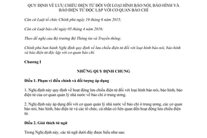 Nghị định 08/2017/NĐ-CP quy định lưu chiểu điện tử loại hình báo nói báo hình báo điện tử