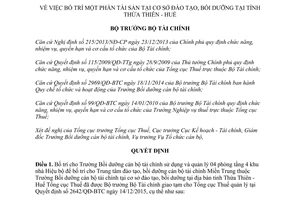 Quyết định 258/QĐ-BTC bố trí một phần tài sản tại cơ sở đào tạo bồi dưỡng tại Huế 2017