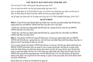 Quyết định 285/QĐ-UBND Danh mục văn bản quy phạm pháp luật hết hiệu lực ngưng hiệu lực Phú Yên 2017