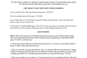 Quyết định 284/QĐ-UBND điều chỉnh cục bộ quy hoạch Khu trung tâm thương mại quốc tế Lâm Đồng 2017