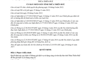 Quyết định 05/2017/QĐ-UBND quy định khung giá dịch vụ sử dụng cảng cá Huế