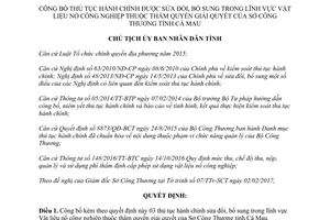 Quyết định 231/QĐ-UBND công bố thủ tục hành chính Vật liệu nổ công nghiệp Sở Công Thương Cà Mau 2017