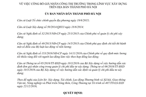 Quyết định 688/QĐ-UBND công bố giá nhân công thị trường xây dựng Hà Nội 2017