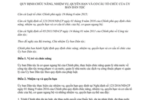 Nghị định 13/2017/NĐ-CP quy định chức năng nhiệm vụ quyền hạn cơ cấu tổ chức của Ủy ban Dân tộc