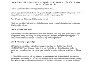 Nghị định 12/2017/NĐ-CP chức năng nhiệm vụ quyền hạn cơ cấu tổ chức của Bộ Giao thông vận tải