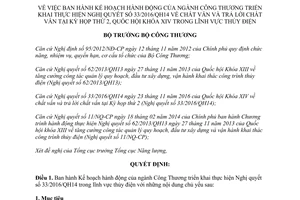 Quyết định 396/QĐ-BCT Kế hoạch hành động ngành Công Thương thực hiện 33/2016/QH14 2017
