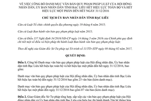 Quyết định 216/QĐ-UBND 2017 danh mục văn bản quy phạm Hội đồng Ủy ban hết hiệu lực Bạc Liêu