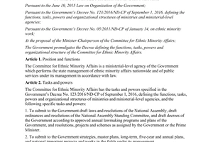 Decree 13/2017/ND-CP functions powers organizational structure Committee Ethnic Minority Affairs