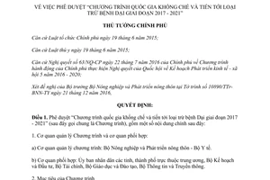 Quyết định 193/QĐ-TTg Chương trình quốc gia khống chế tiến tới loại trừ bệnh Dại 2017 2020