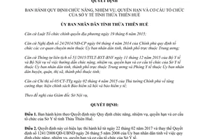 Quyết định 08/2017/QĐ-UBND chức năng nhiệm vụ quyền hạn cơ cấu tổ chức Sở Y tế Huế