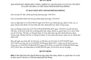 Quyết định 299/2017/QĐ-UBND chức năng nhiệm vụ quyền hạn cơ cấu tổ chức Sở Văn hóa Hải Phòng