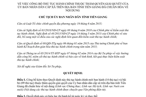 Quyết định 205/QĐ-UBND công bố thủ tục hành chính cấp tỉnh Tiền Giang 2017