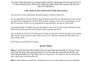 Quyết định 204/QĐ-UBND Công bố thủ tục hành chính thuộc thẩm quyền giải quyết Tìên Giang 2017